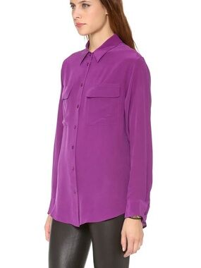 Equipment Signature Silk Blouse Top Sz S Purple